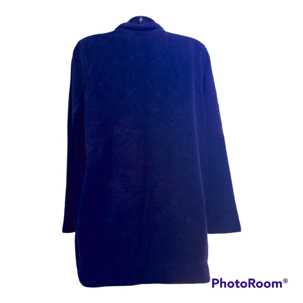 Liz Claiborne Corduroy Velvet Navy Zip Long Sleeve Medium PTP 22" - Picture 4 of 7